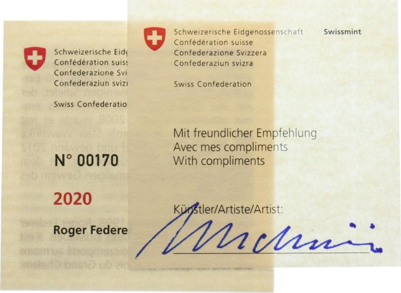 50 Franken 2020 Roger Federer - Künstlersignatur